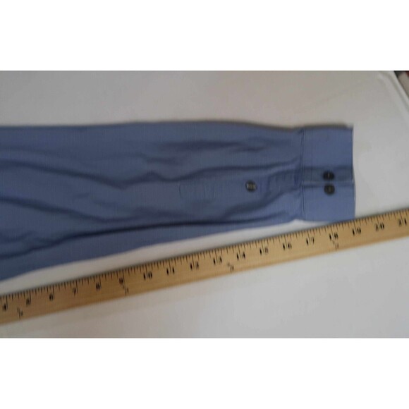 Kenneth Cole Reaction Shirt Mens 17 34-35 Blue L/S Button Up Dry Tek Slim Fit - Picture 13 of 16